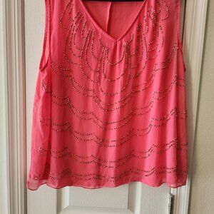 Collection Dressbarn coral beaded sleeveless business top size 18